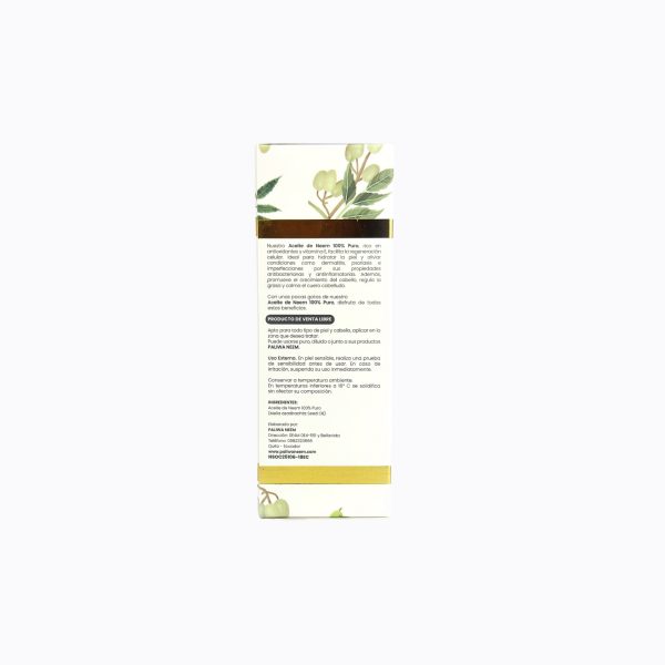 Aceite de Neem 100% Puro Paliwa Neem - vista lateral del envase