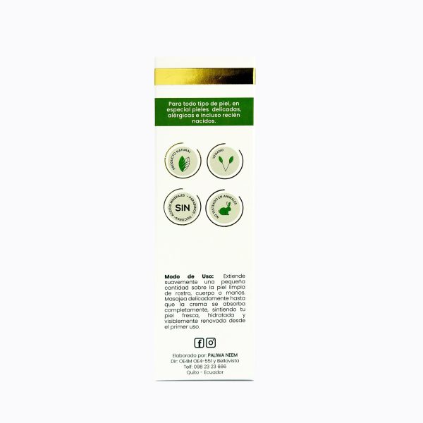 Crema Hidratante Regenerativa Baby Paliwa Neem - vista lateral del envase