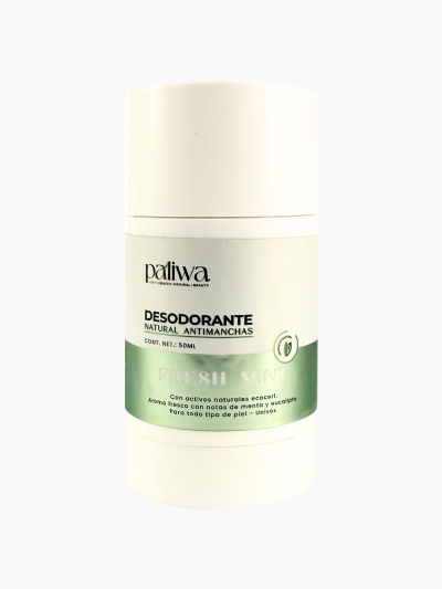 Desodorante Natural Fresh Mint Paliwa Neem - textura y envase del desodorante natural