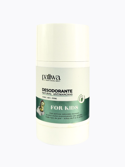 Desodorante Natural Kids Paliwa Neem - textura y envase del desodorante natural