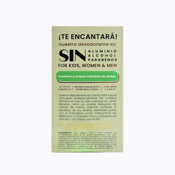 Desodorante Natural Naranja Dulce Paliwa Neem - información nutricional y modo de uso