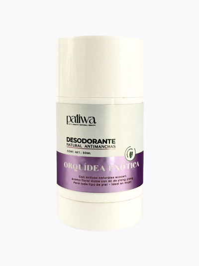 Desodorante Natural Orquídea Exótica Paliwa Neem - textura y envase del desodorante natural