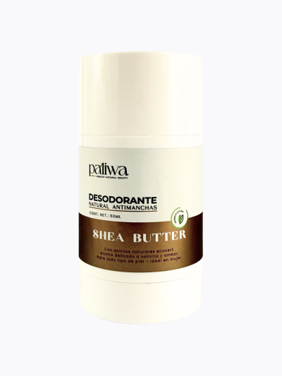 Desodorante Natural Shea Butter Paliwa Neem - textura y envase del desodorante natural
