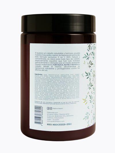 Mascarilla Capilar Reparación 3en1 Paliwa Neem - vista lateral del envase