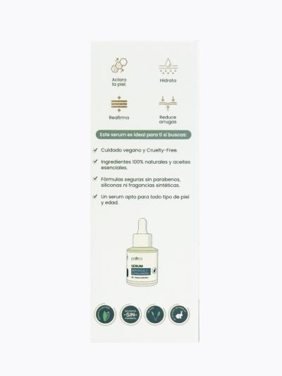Sérum Hyaluronic & Botanicals Paliwa Neem - vista lateral, dermocosmética natural con neem